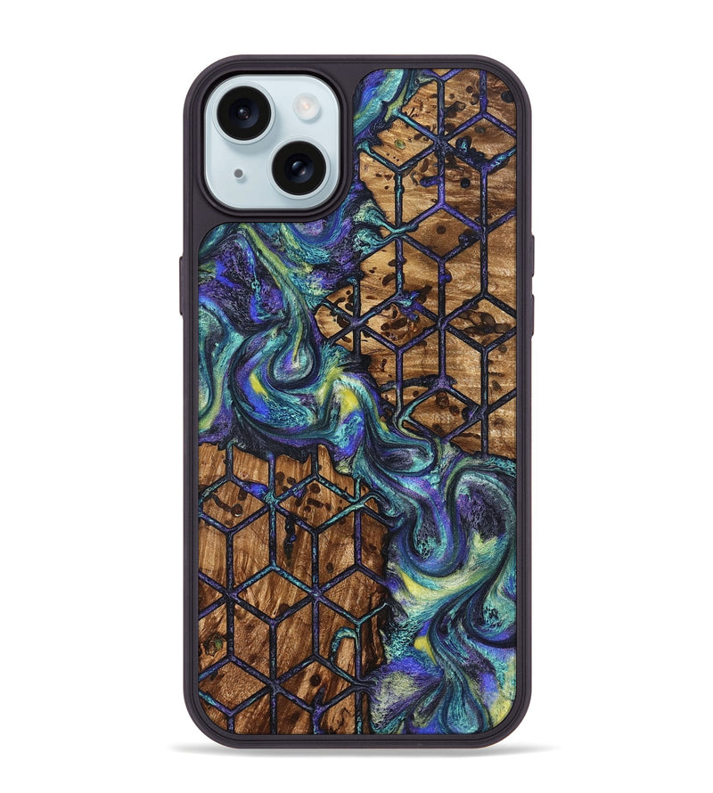 iPhone 15 Plus Wood Phone Case - Pansy (Pattern, 824203)