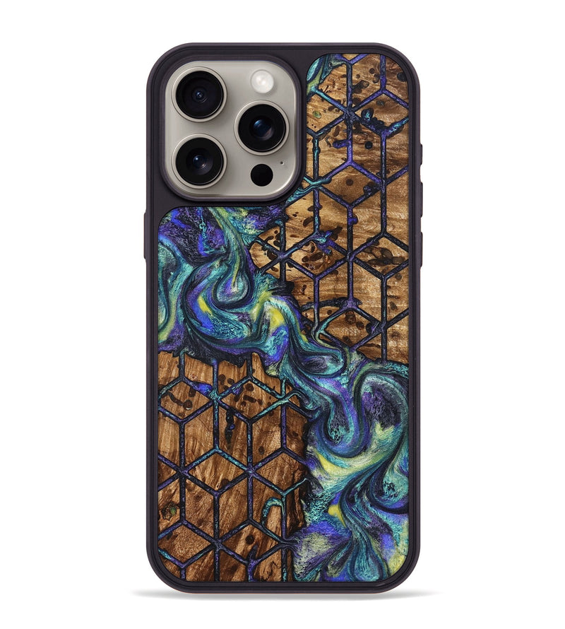 iPhone 15 Pro Max Wood Phone Case - Pansy (Pattern, 824203)