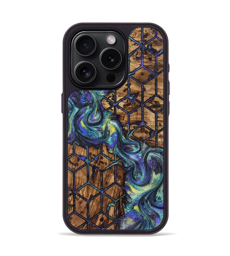 iPhone 15 Pro Wood Phone Case - Pansy (Pattern, 824203)