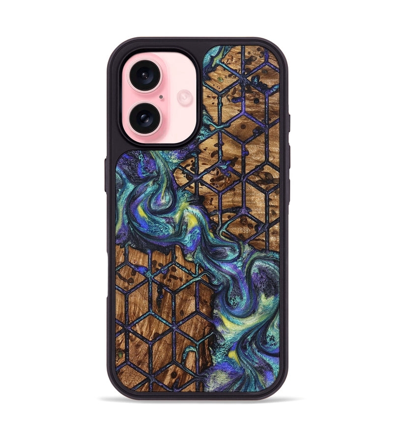 iPhone 16 Wood Phone Case - Pansy (Pattern, 824203)