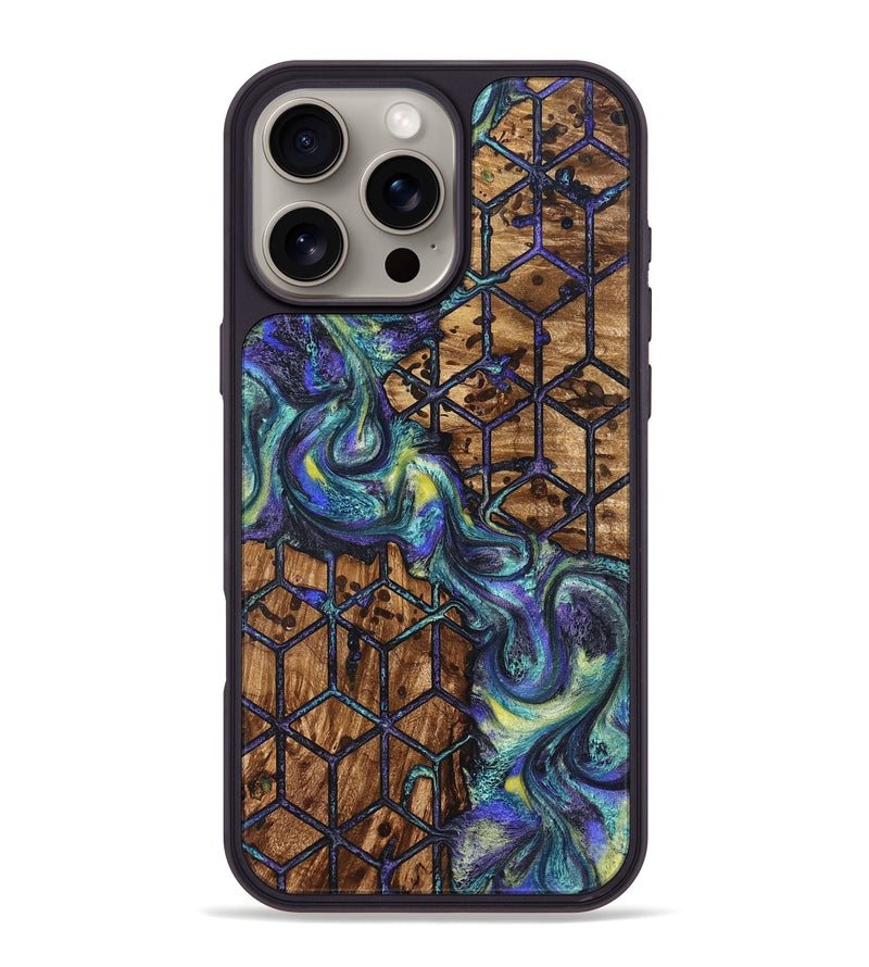 iPhone 16 Pro Max Wood Phone Case - Pansy (Pattern, 824203)