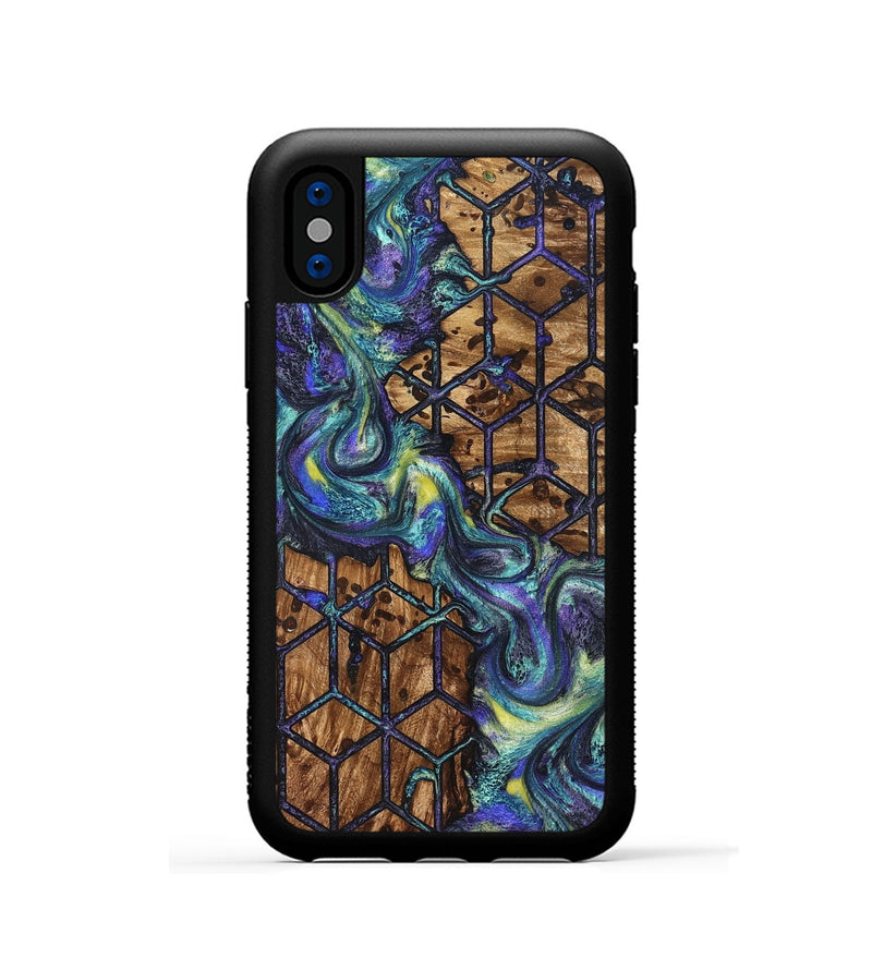 iPhone Xs Wood Phone Case - Pansy (Pattern, 824203)