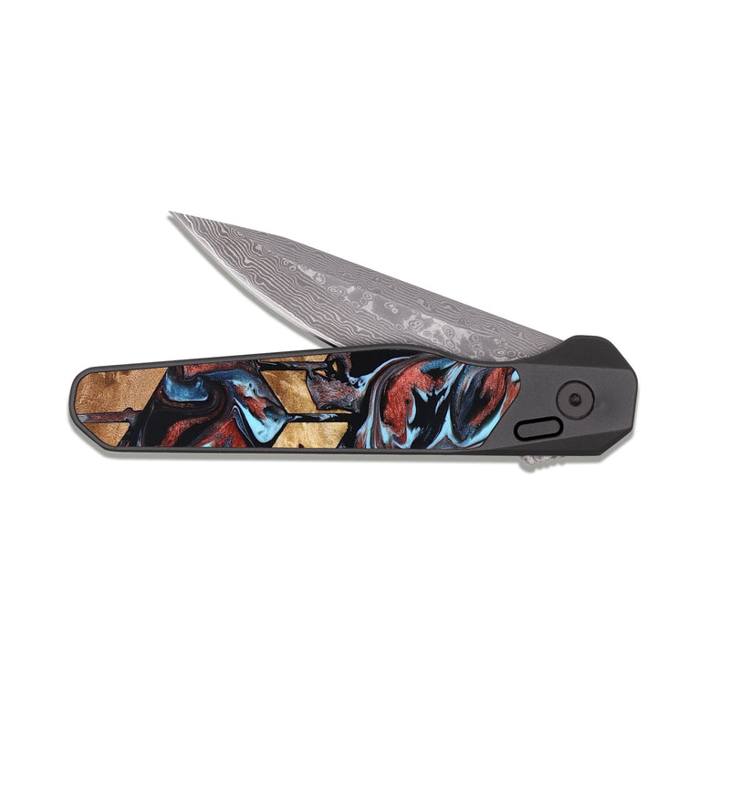 EDC Dark Damascus Wood Pocket Knife - Albert (Pattern, 824205)