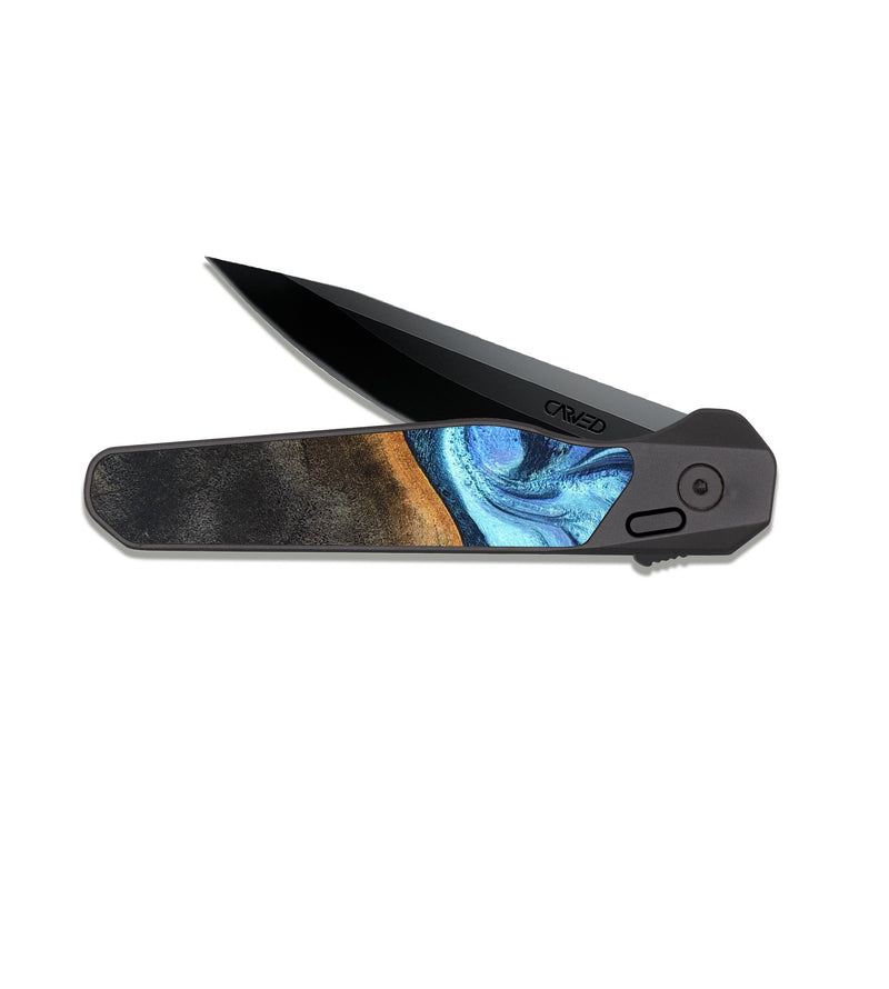 EDC Dark Slate Wood Pocket Knife - Jayla (Blue, 824208)
