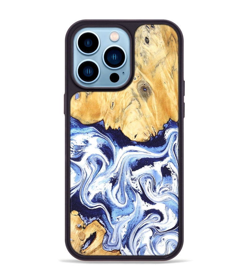 iPhone 14 Pro Max Wood Phone Case - Hollie (Blue, 824209)