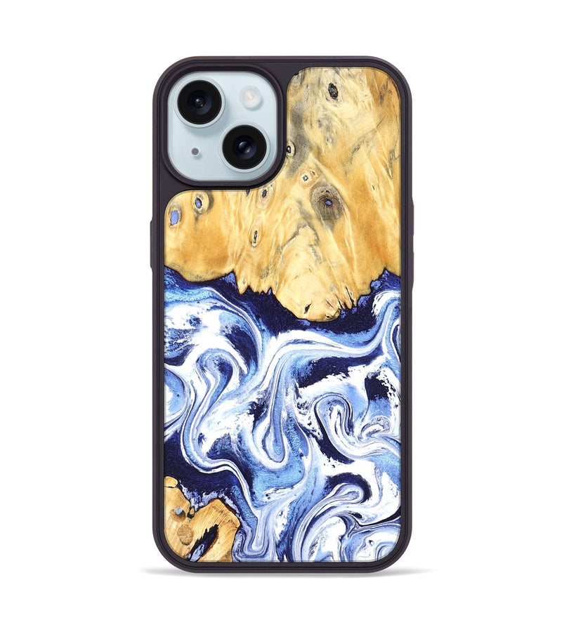 iPhone 15 Wood Phone Case - Hollie (Blue, 824209)
