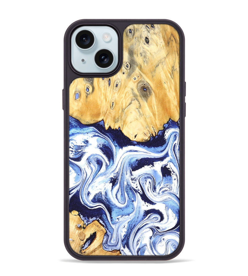 iPhone 15 Plus Wood Phone Case - Hollie (Blue, 824209)