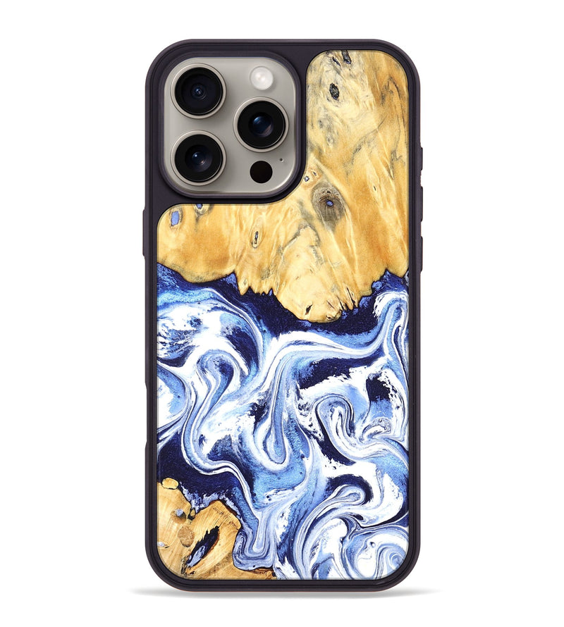 iPhone 16 Pro Max Wood Phone Case - Hollie (Blue, 824209)