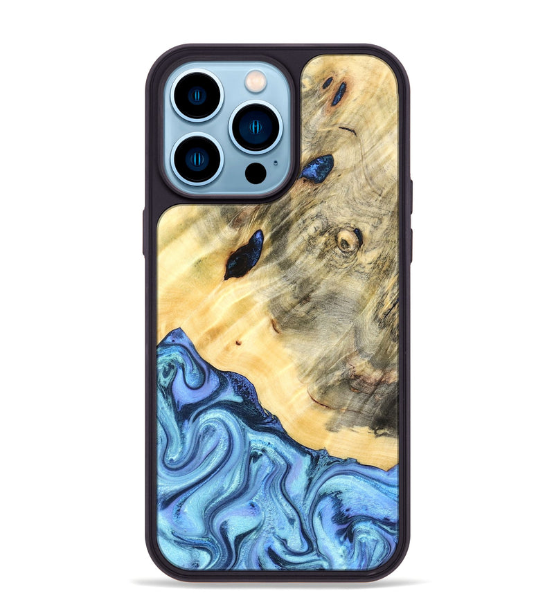 iPhone 14 Pro Max Wood Phone Case - Melvina (Blue, 824212)