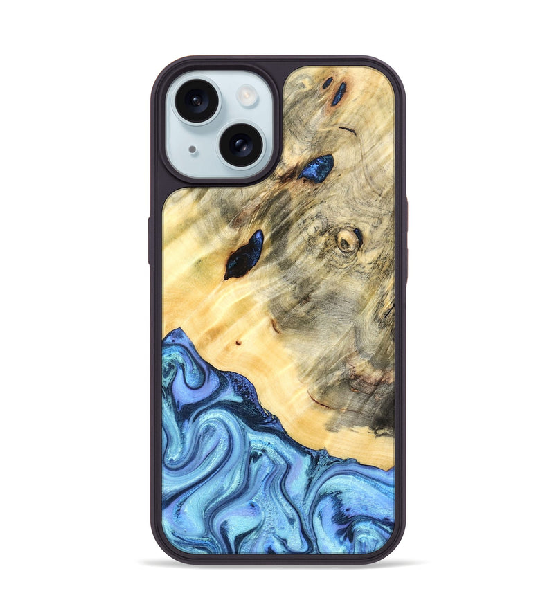 iPhone 15 Wood Phone Case - Melvina (Blue, 824212)