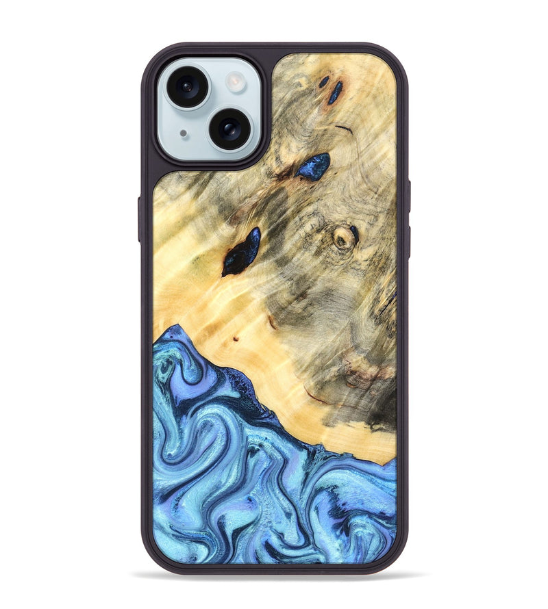 iPhone 15 Plus Wood Phone Case - Melvina (Blue, 824212)