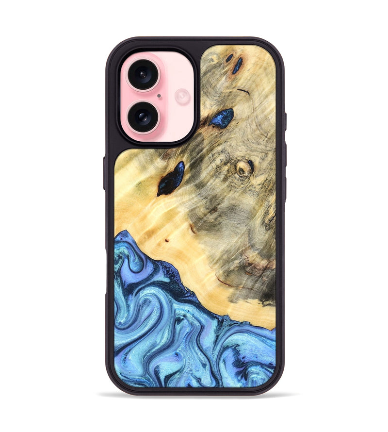 iPhone 16 Wood Phone Case - Melvina (Blue, 824212)