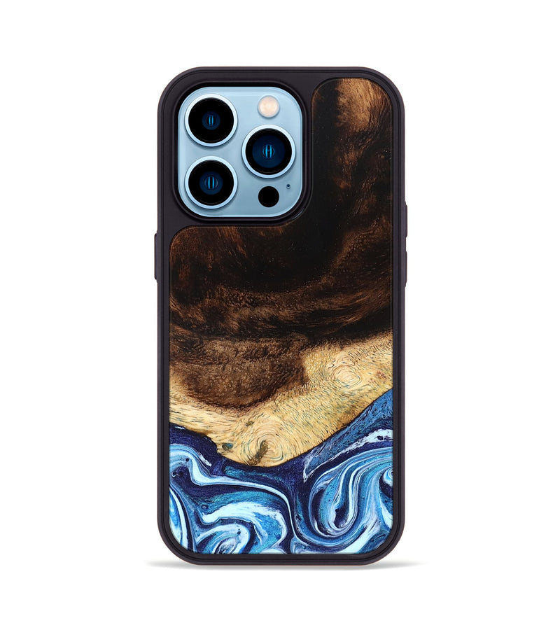 iPhone 14 Pro Wood Phone Case - Christ (Blue, 824214)