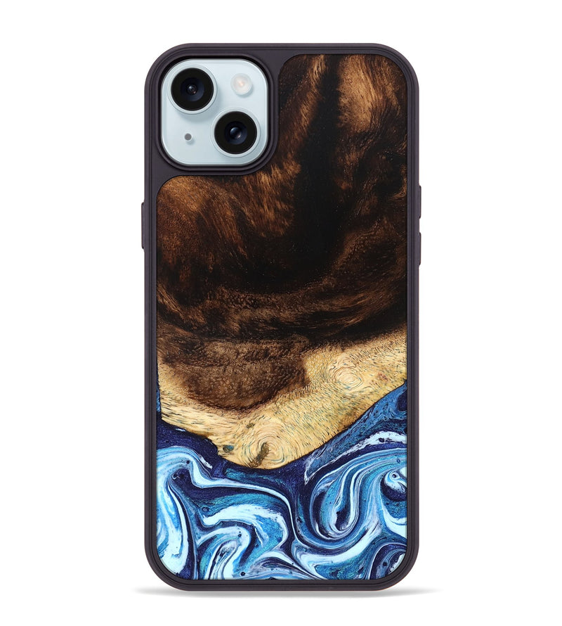 iPhone 15 Plus Wood Phone Case - Christ (Blue, 824214)