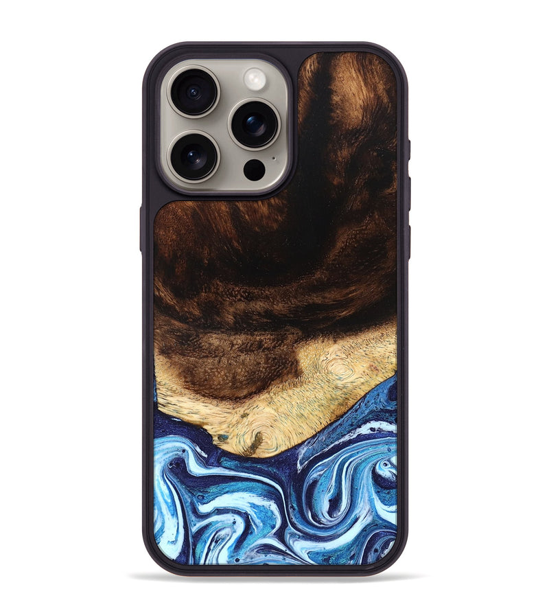 iPhone 15 Pro Max Wood Phone Case - Christ (Blue, 824214)