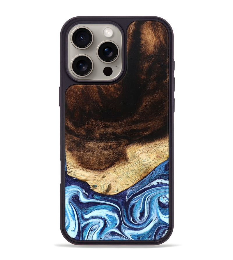 iPhone 16 Pro Max Wood Phone Case - Christ (Blue, 824214)
