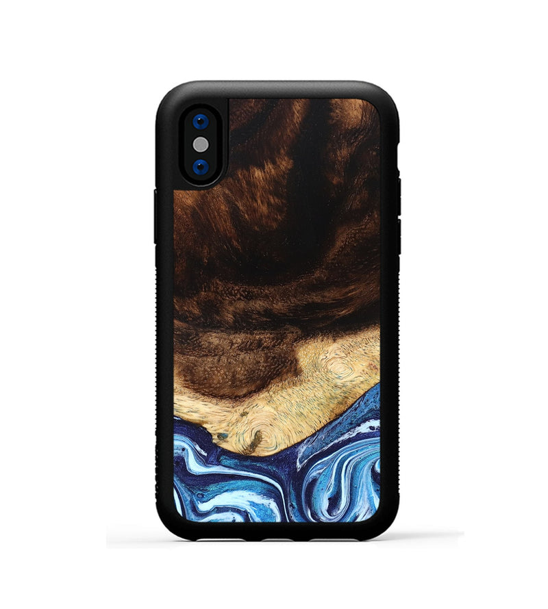 iPhone Xs Wood Phone Case - Christ (Blue, 824214)