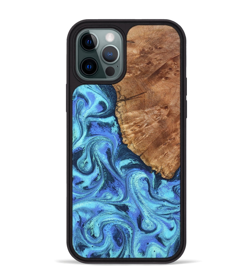 iPhone 12 Pro Max Wood Phone Case - Naya (Blue, 824216)