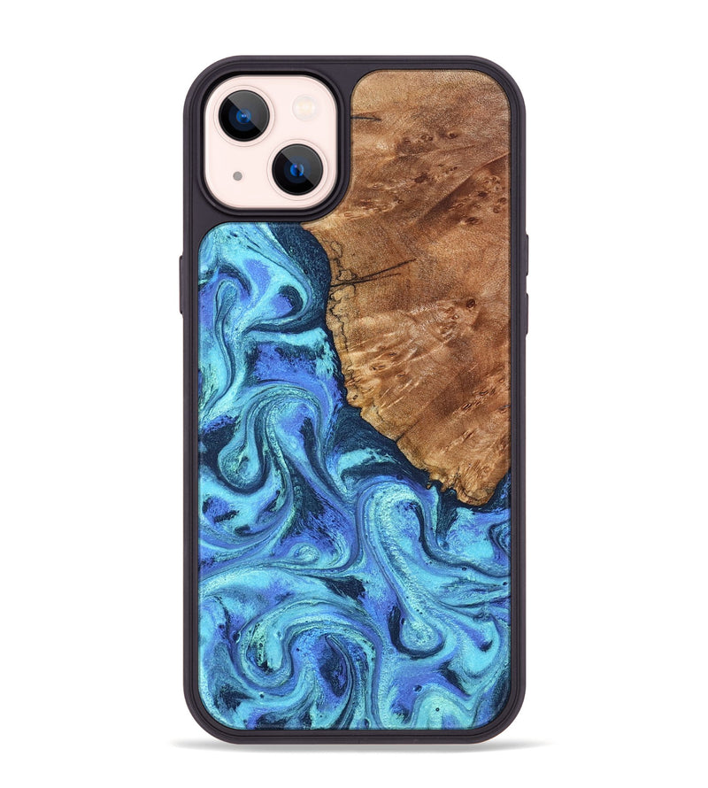 iPhone 14 Plus Wood Phone Case - Naya (Blue, 824216)