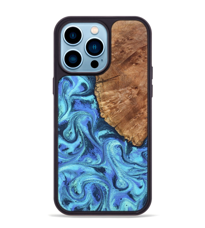 iPhone 14 Pro Max Wood Phone Case - Naya (Blue, 824216)