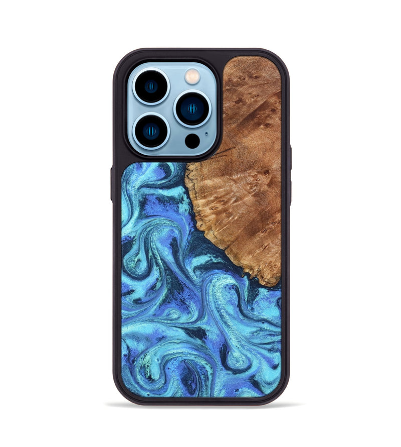 iPhone 14 Pro Wood Phone Case - Naya (Blue, 824216)
