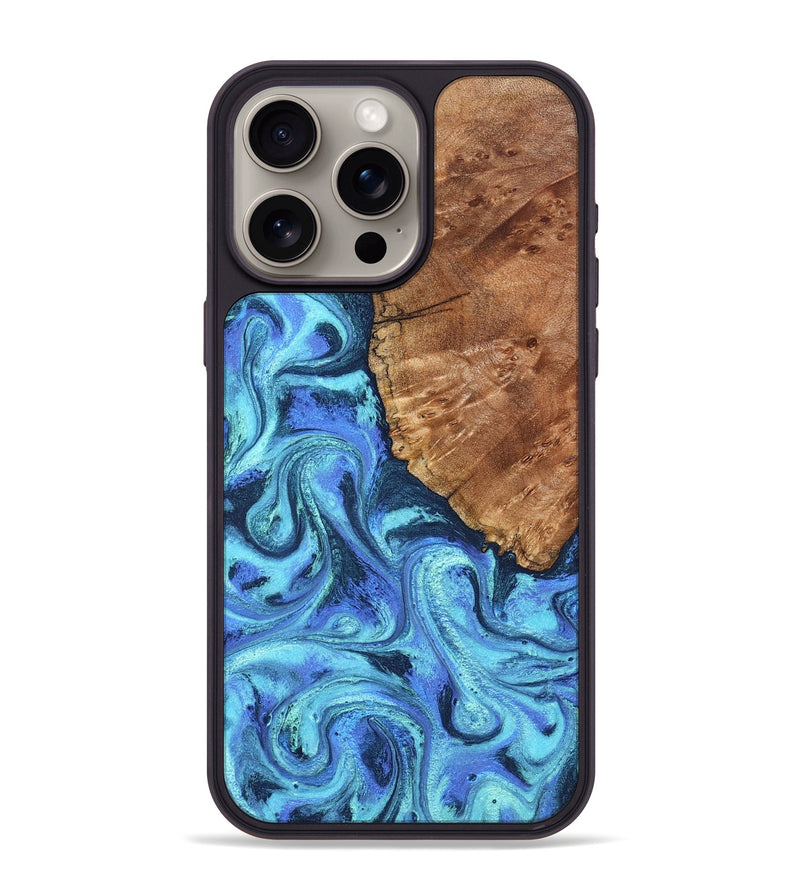 iPhone 15 Pro Max Wood Phone Case - Naya (Blue, 824216)