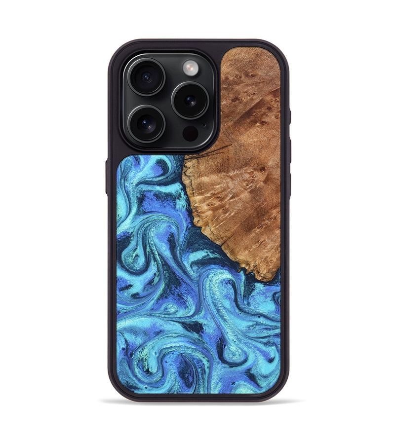 iPhone 15 Pro Wood Phone Case - Naya (Blue, 824216)