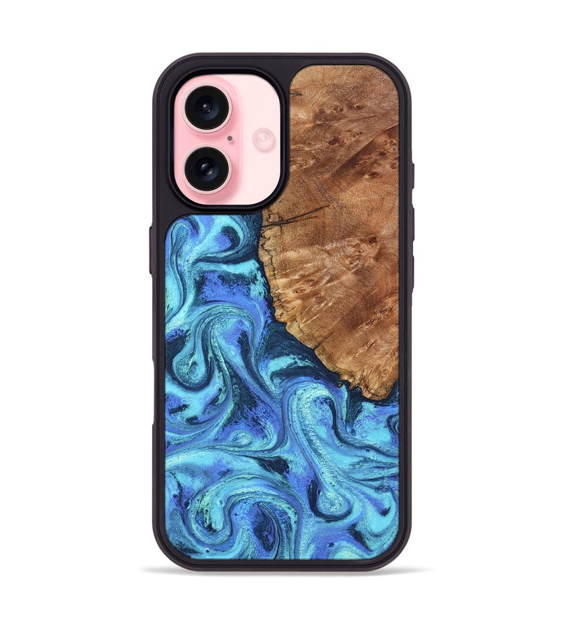 iPhone 16 Wood Phone Case - Naya (Blue, 824216)