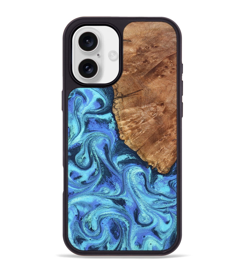 iPhone 16 Plus Wood Phone Case - Naya (Blue, 824216)
