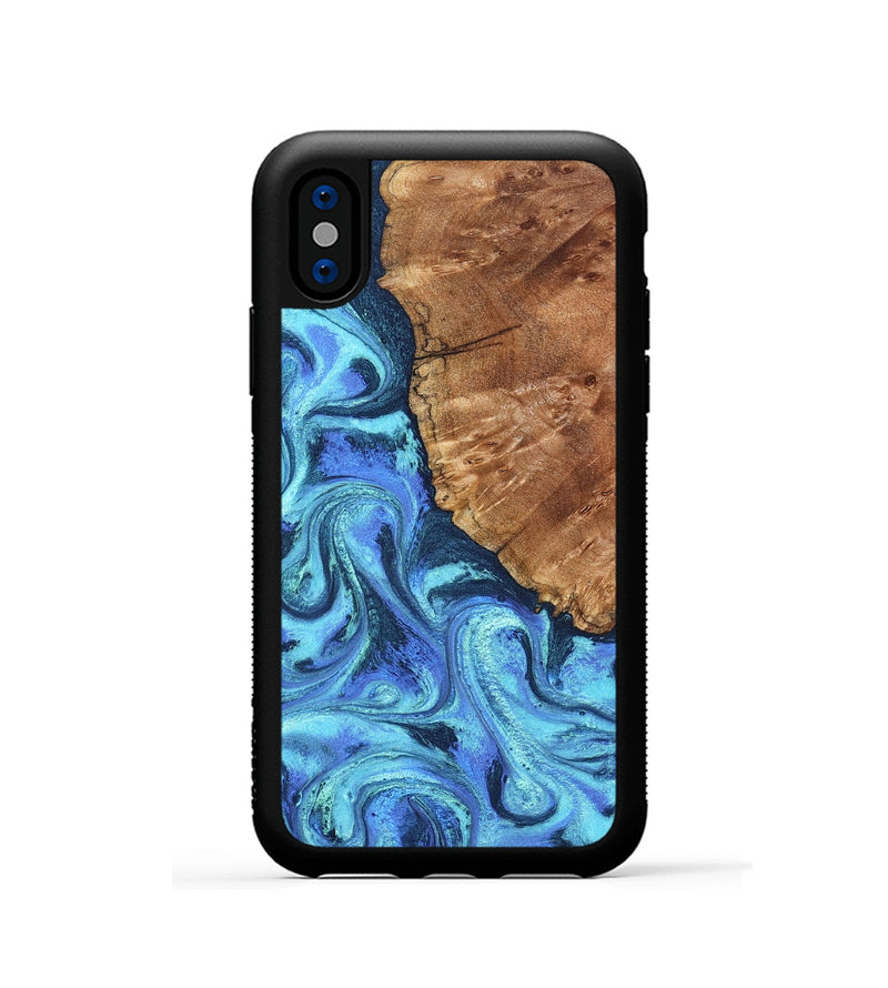 iPhone Xs Wood Phone Case - Naya (Blue, 824216)