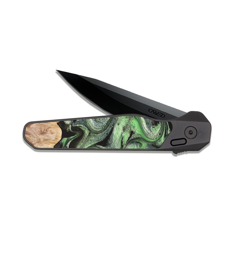 EDC Dark Slate Wood Pocket Knife - Salma (Green, 824228)