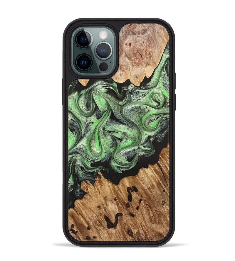 iPhone 12 Pro Max Wood Phone Case - Salma (Green, 824228)