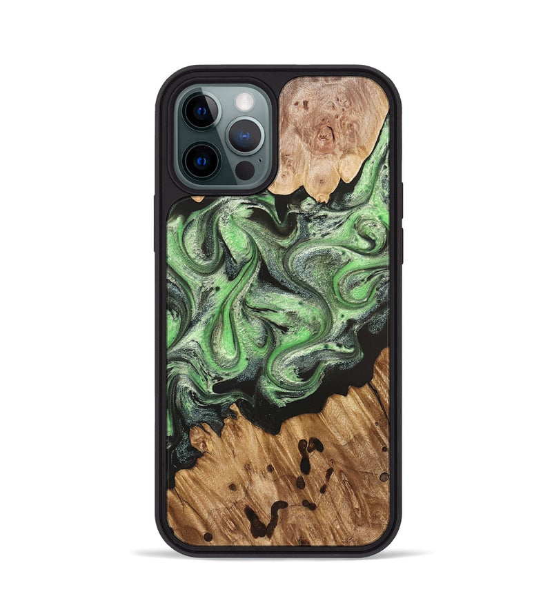 iPhone 12 Pro Wood Phone Case - Salma (Green, 824228)