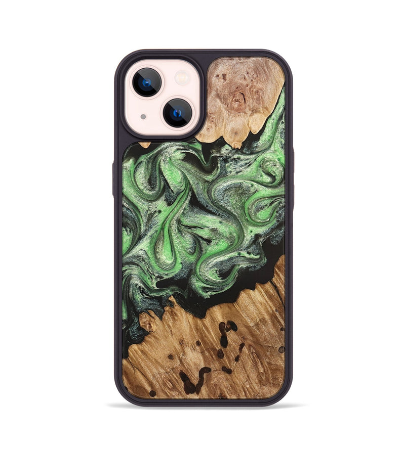 iPhone 14 Wood Phone Case - Salma (Green, 824228)