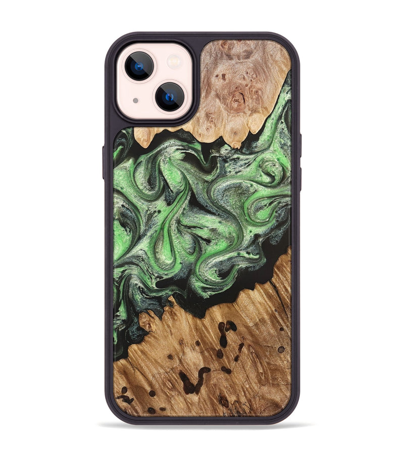 iPhone 14 Plus Wood Phone Case - Salma (Green, 824228)