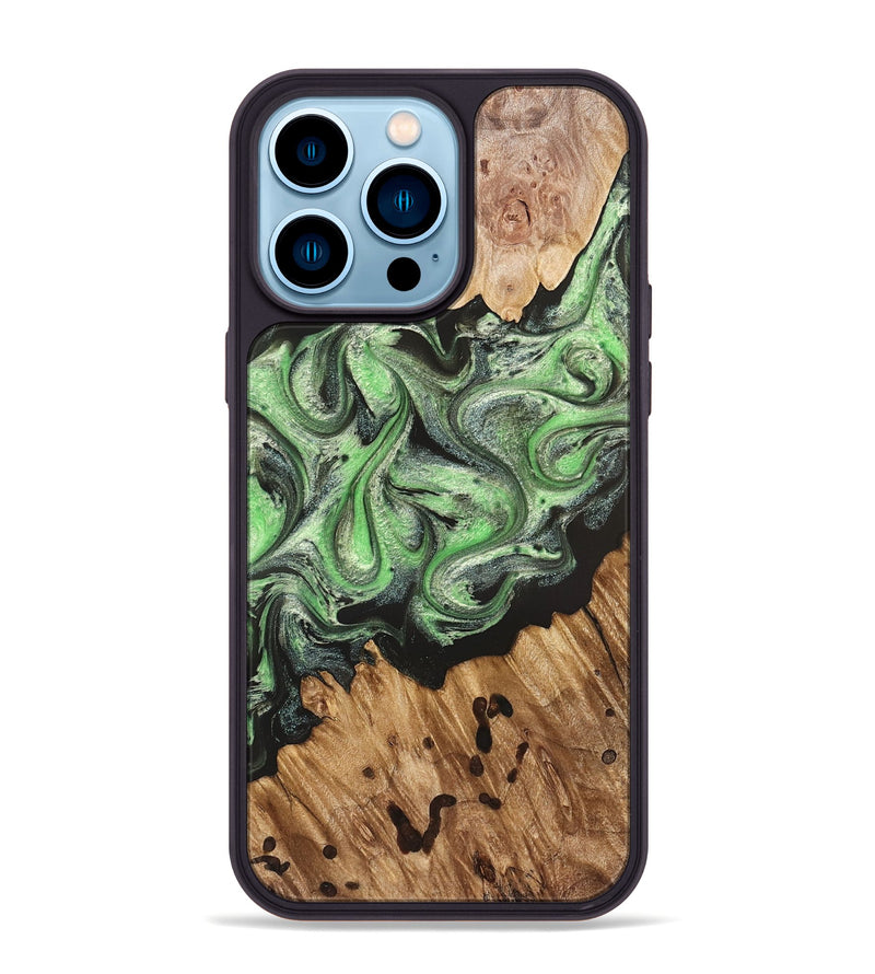iPhone 14 Pro Max Wood Phone Case - Salma (Green, 824228)