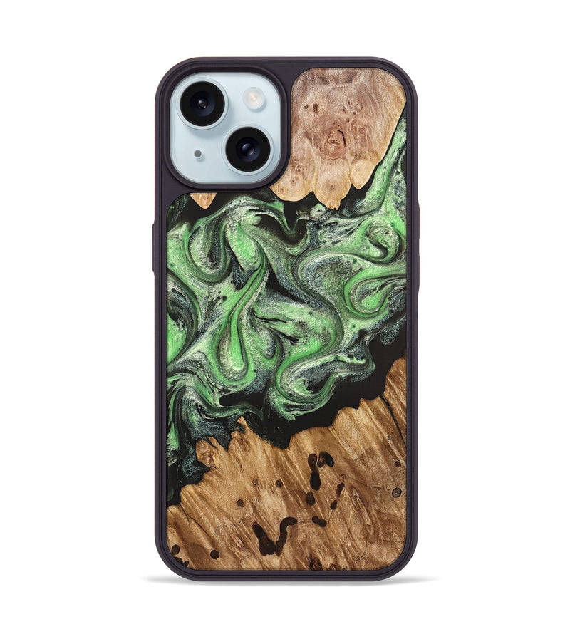 iPhone 15 Wood Phone Case - Salma (Green, 824228)