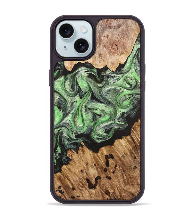 iPhone 15 Plus Wood Phone Case - Salma (Green, 824228)