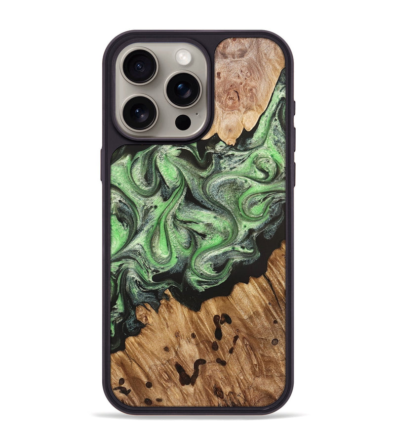 iPhone 15 Pro Max Wood Phone Case - Salma (Green, 824228)
