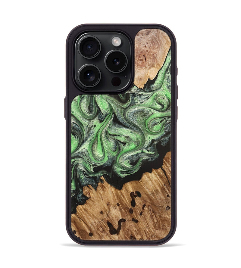 iPhone 15 Pro Wood Phone Case - Salma (Green, 824228)