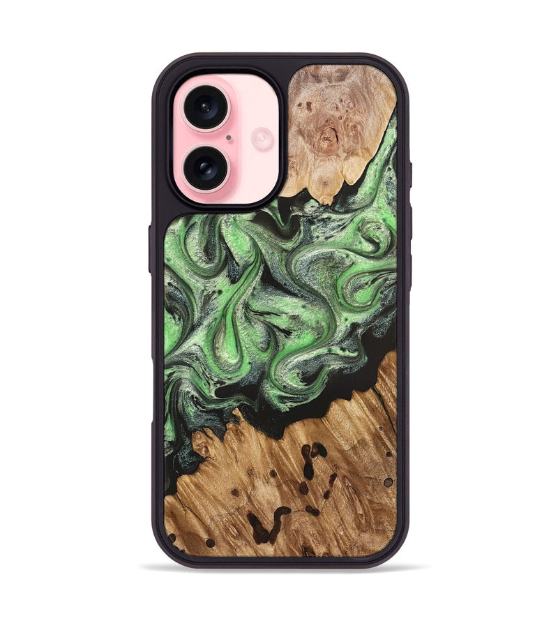 iPhone 16 Wood Phone Case - Salma (Green, 824228)