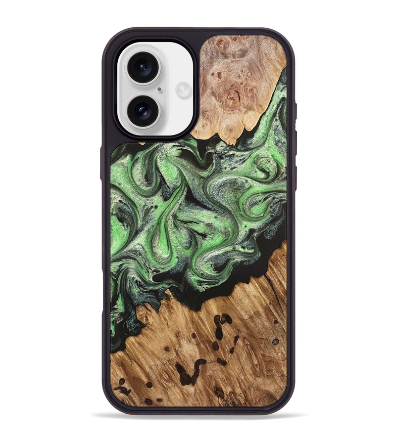 iPhone 16 Plus Wood Phone Case - Salma (Green, 824228)