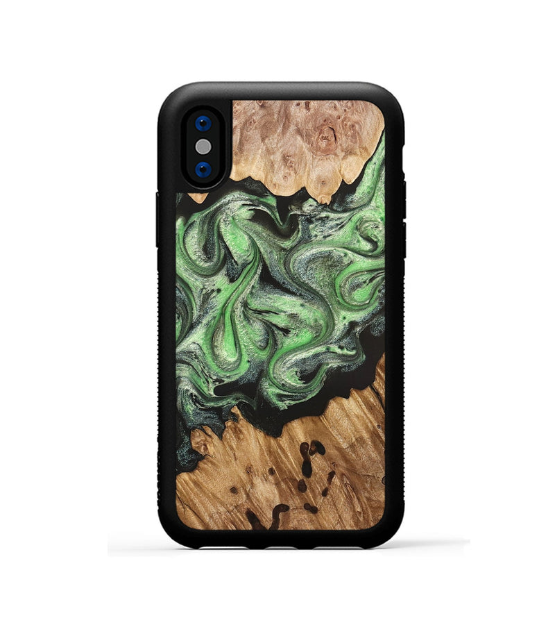 iPhone Xs Wood Phone Case - Salma (Green, 824228)