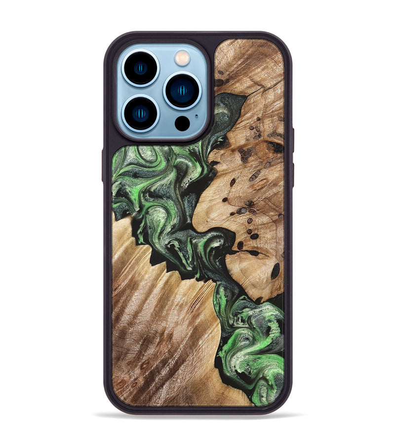 iPhone 14 Pro Max Wood Phone Case - Noble (Green, 824229)