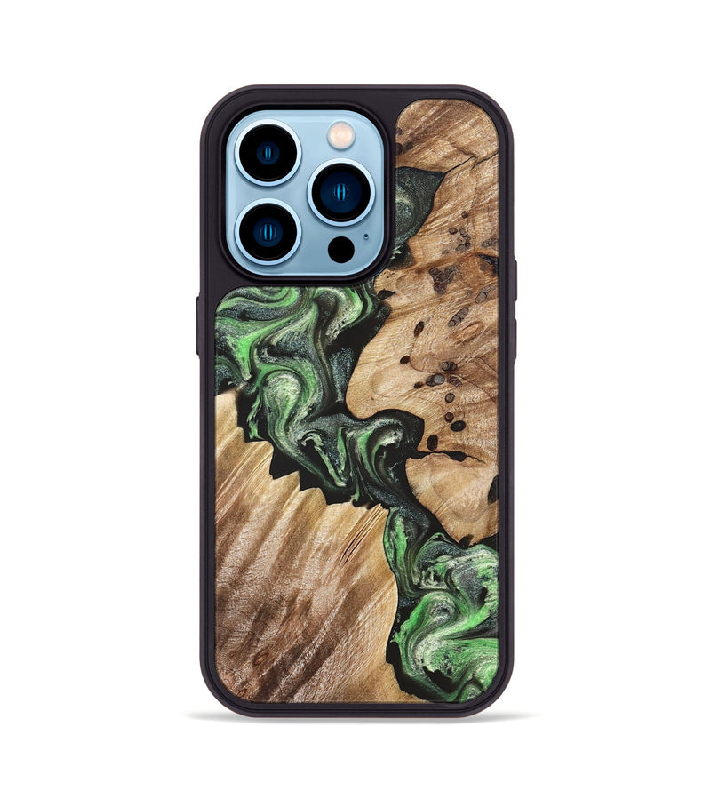 iPhone 14 Pro Wood Phone Case - Noble (Green, 824229)