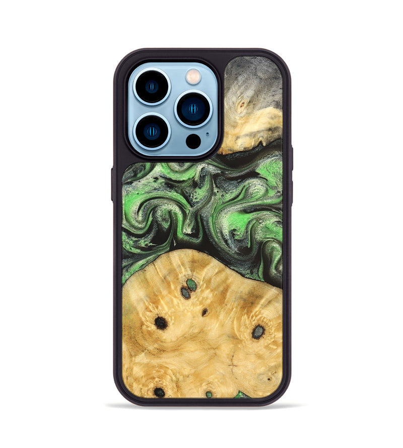 iPhone 14 Pro Wood Phone Case - Ada (Green, 824230)