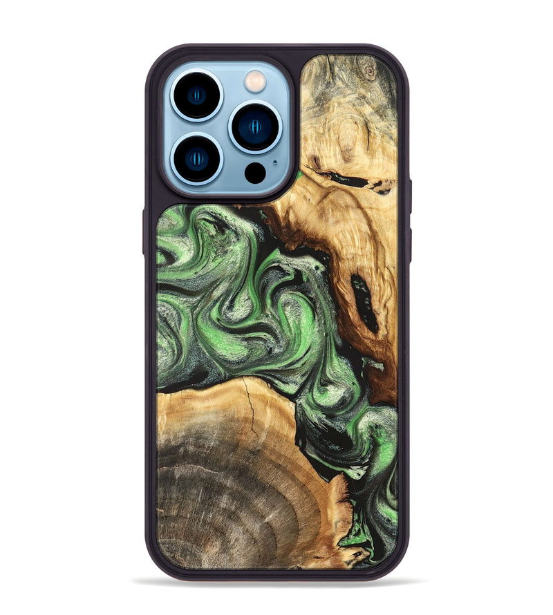 iPhone 14 Pro Max Wood Phone Case - Rhea (Green, 824231)