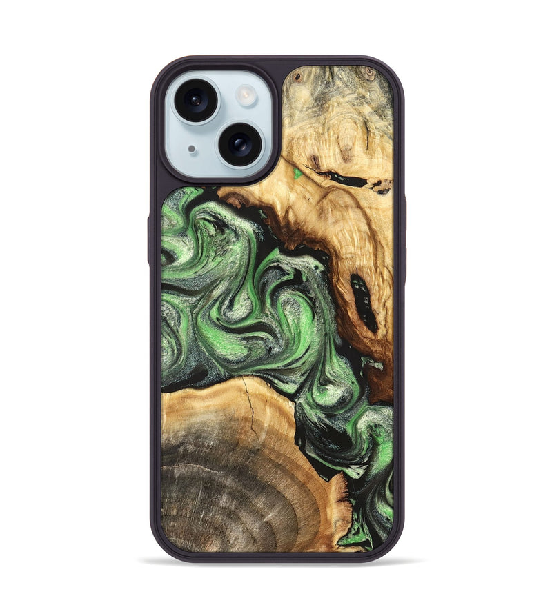 iPhone 15 Wood Phone Case - Rhea (Green, 824231)