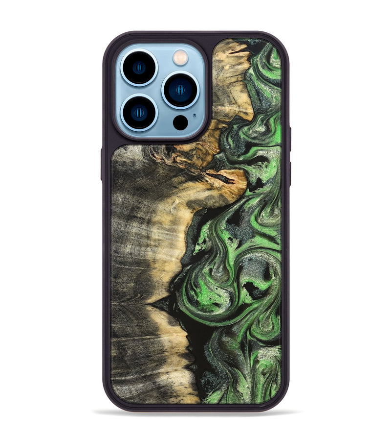 iPhone 14 Pro Max Wood Phone Case - Amir (Green, 824232)
