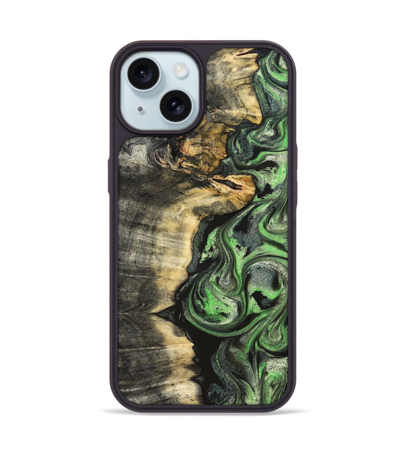 iPhone 15 Wood Phone Case - Amir (Green, 824232)